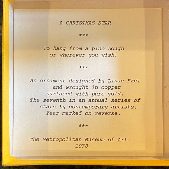 1978 MMA Gold Covered Christmas Star Ornament Metropolitan Museum of Art - Picture 2 of 6